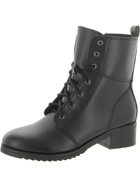 womens leather ankle combat & lace-up boots