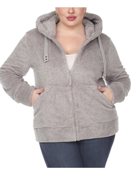 plus womens sherpa hooded fleece jacket