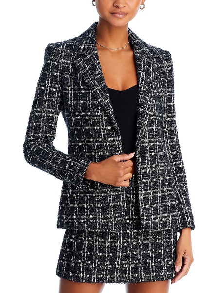 macey womens tweed notch collar one-button blazer