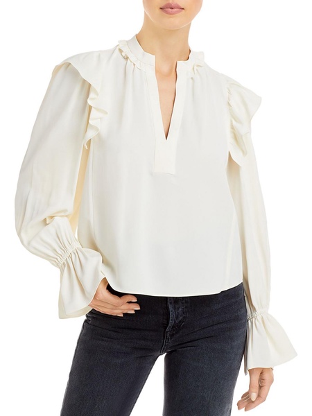 womens satin ruffled blouse