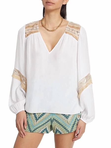 laurel embellished blouse in ivory