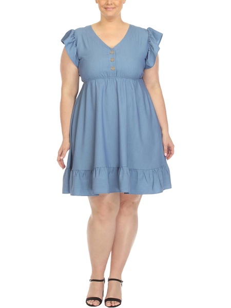 plus womens denim knee-length babydoll dress