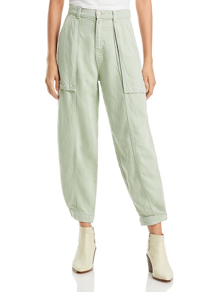 womens linen blend high rise ankle pants