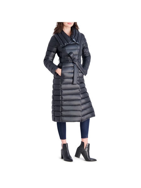 womens quilted long puffer jacket