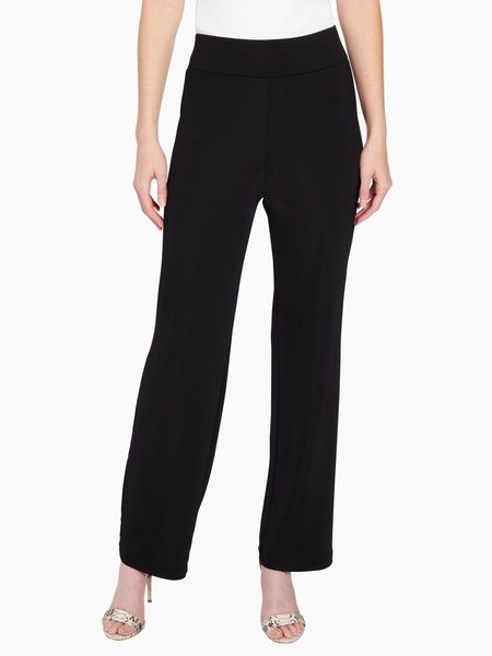 textured straight leg pull-on pants