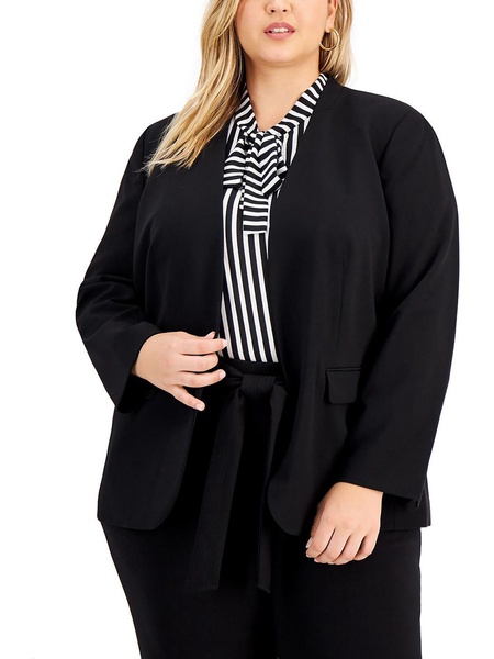 plus womens office business open-front blazer