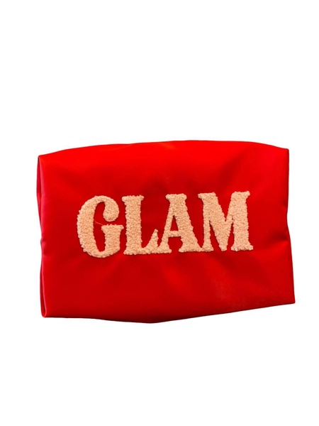 women's joy "glam" zip pouch bag in red