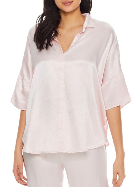 women's fran satin notch collar pajama top