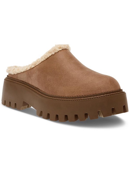 ladie womens faux suede cushioned footbed mules