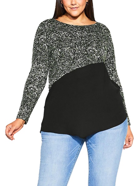 carla womens printed mixed media tunic top