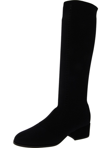 womens knit block heel knee-high boots