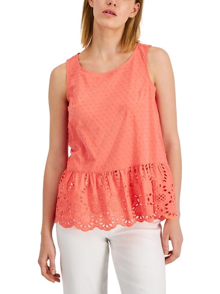 womens cotton eyelet peplum top