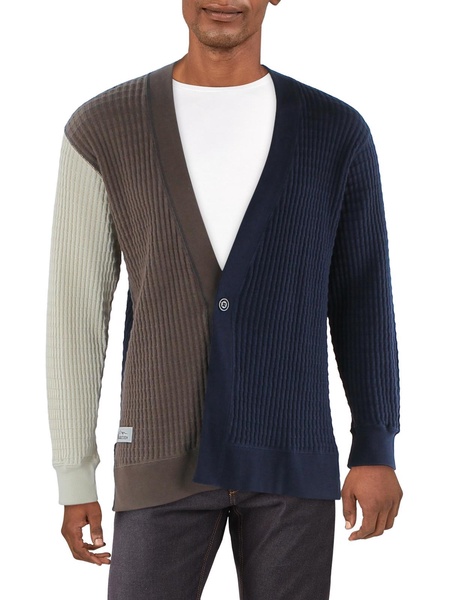 mens thermal ribbed cardigan sweater