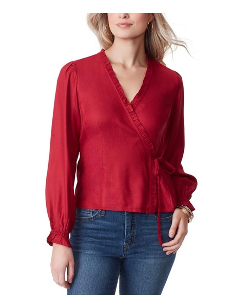 tanya womens ruffled side tie wrap top