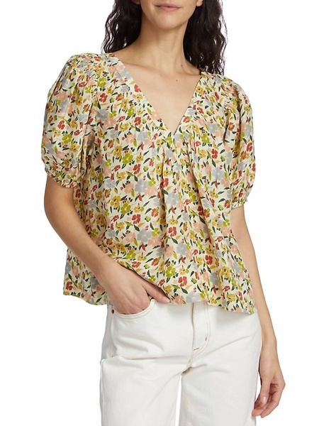 bungalow silk top in floating petals floral