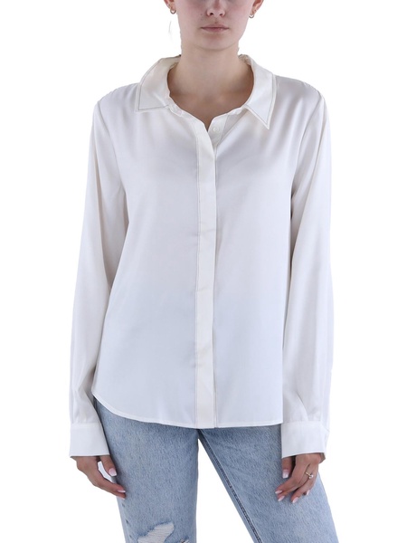 womens collar contrast trim button-down top