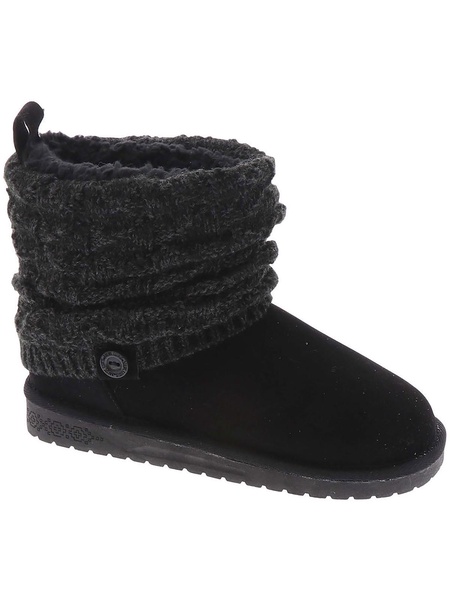 womens faux leather knit ankle boots