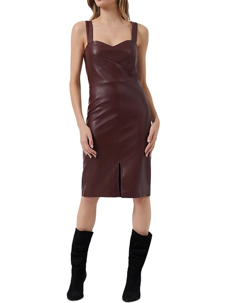 crolenda womens faux leather sleeveless sheath dress