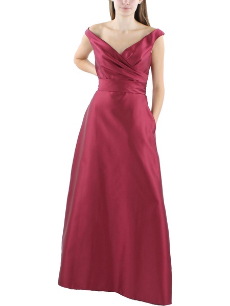 womens satin off the shoulder evening dress