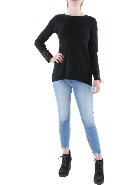 womens string sleeve ribbed pullover top