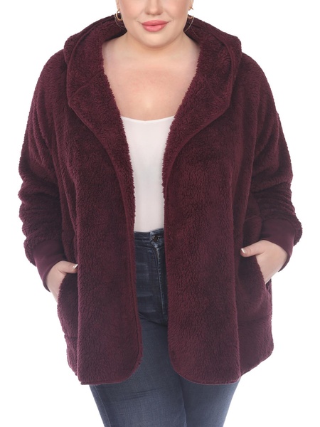 plus womens plush long sleeves fleece jacket