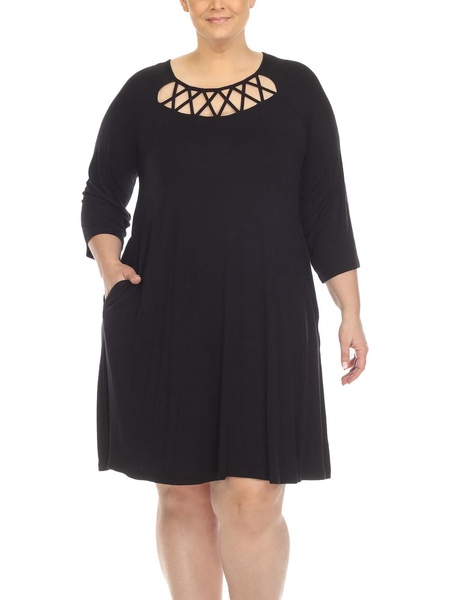 plus womens knit swing midi dress