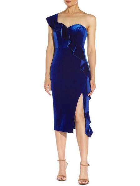 womens velvet one shoulder cocktail and party dress