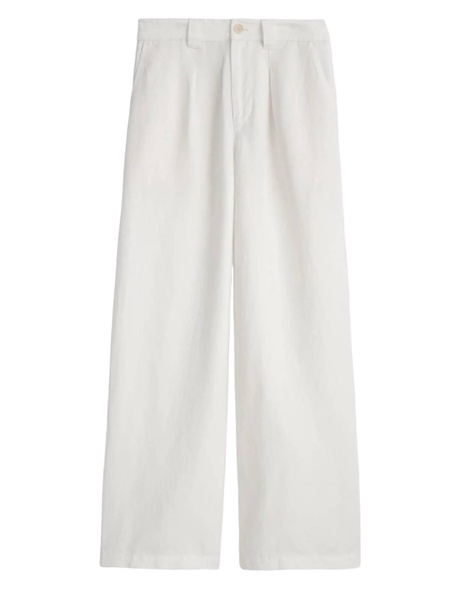 women's madeline pleat twill trouser in ecru