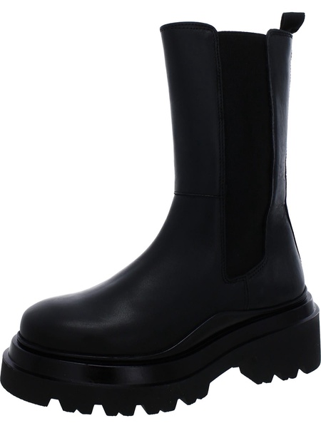 jessy womens leather pull on mid-calf boots