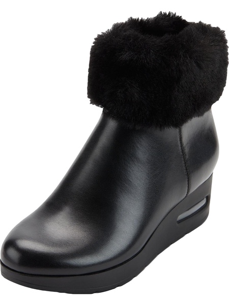 abri womens faux leather faux fur lined booties