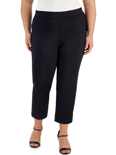 plus womens solid nylon cropped pants