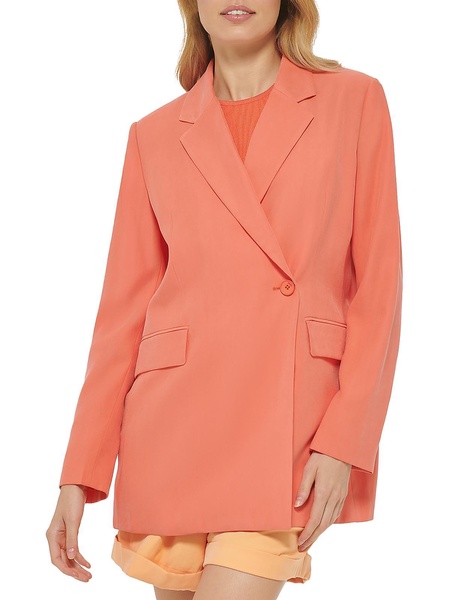 womens woven long sleeves two-button blazer