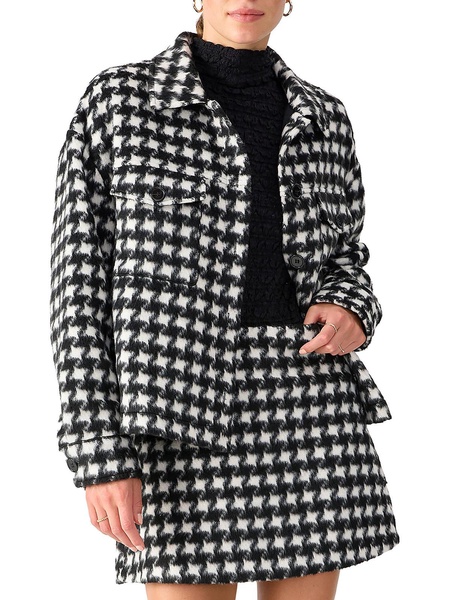 womens wool blend houndstooth shirt jacket