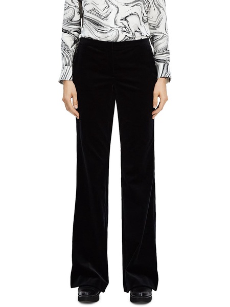 womens solid velvet wide leg pants