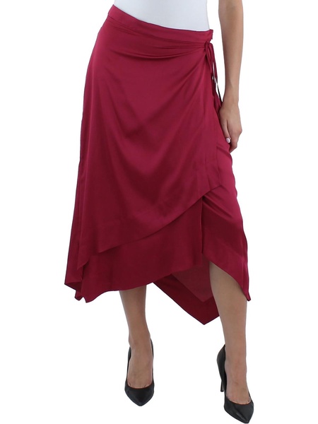 womens satin handkerchief hem wrap skirt