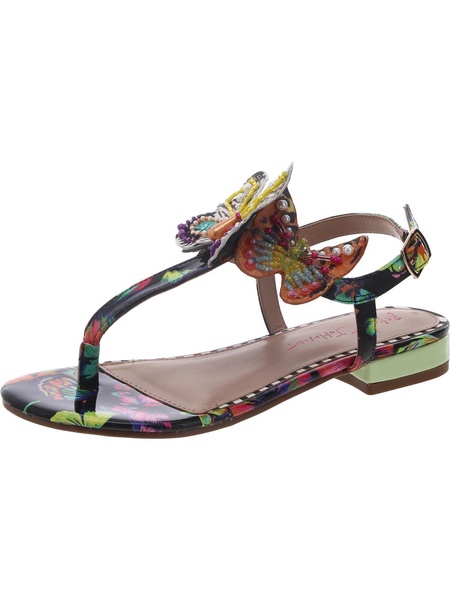 dacie womens patent beaded t-strap sandals