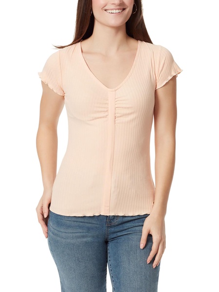 emerson womens v neck ruched pullover top