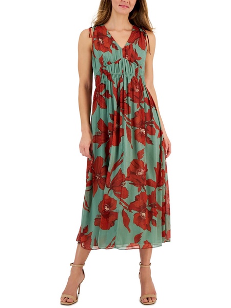 womens floral polyester midi dress