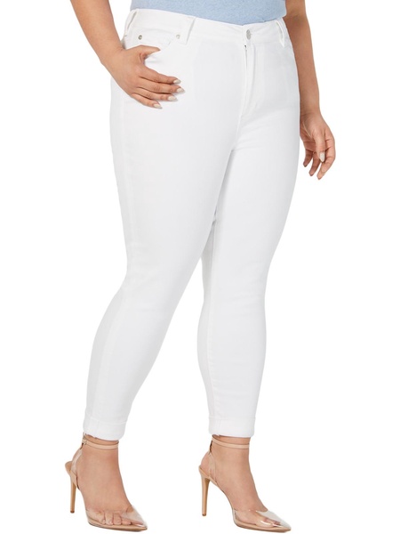 plus womens high rise rolled skinny jeans