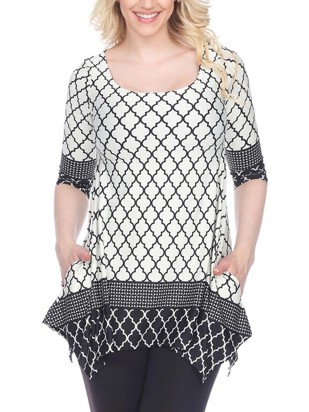 womens printed polyester tunic top