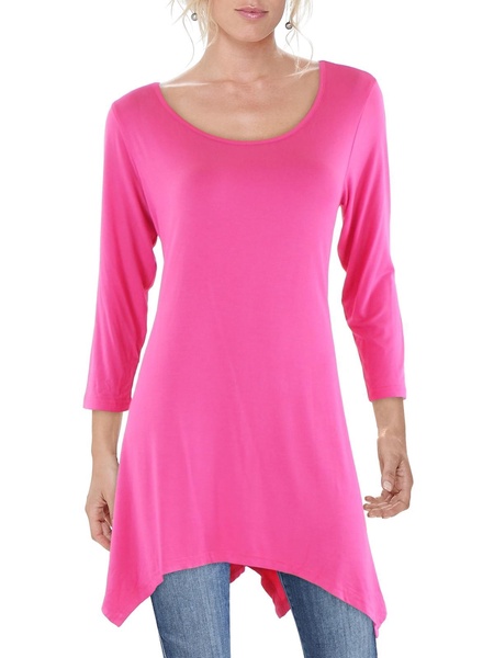 womens boatneck handkerchief hem tunic top