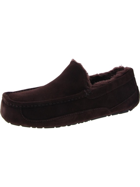 ascot mens suede shearling moccasin slippers