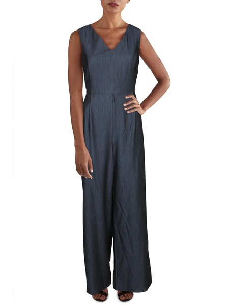 womens v neck open back jumpsuit