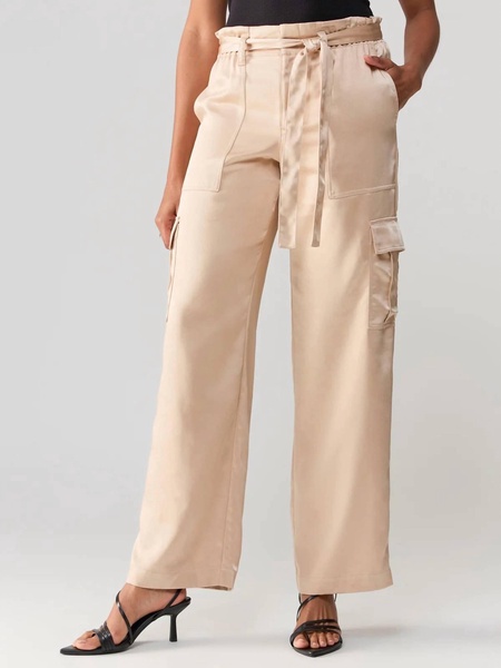 all tied up high rise cargo pant in moonlight beige