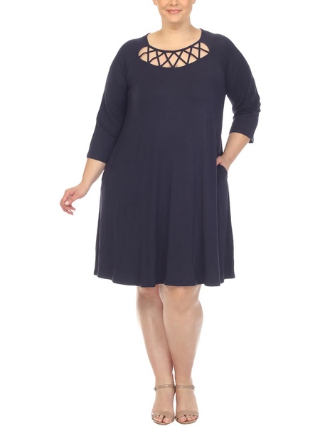 plus womens knit swing midi dress