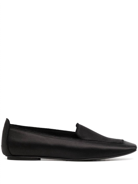 women's tamer flat in black satin