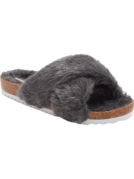 marana womens faux fur cork slide sandals