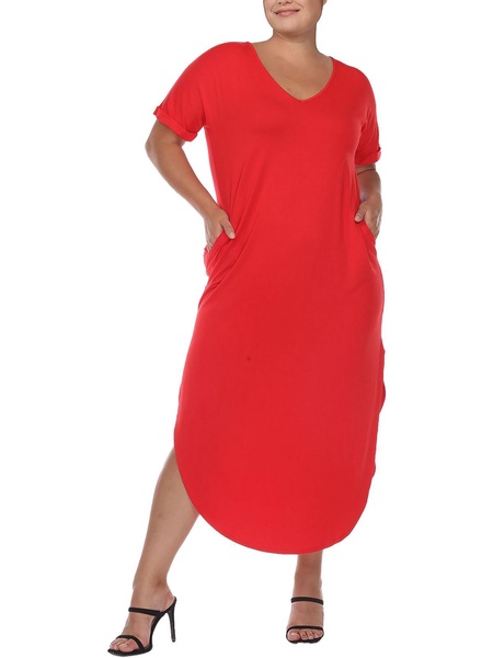 plus womens v-neck long t-shirt dress