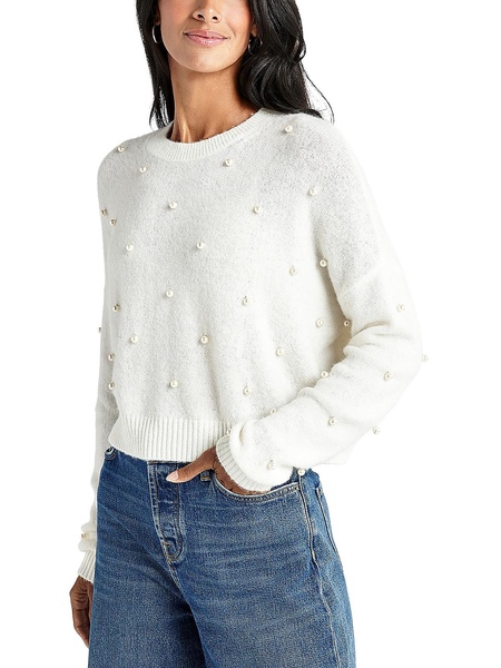 womens wool blend embellished crewneck sweater