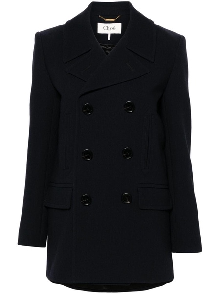 double-breasted virgin wool coat